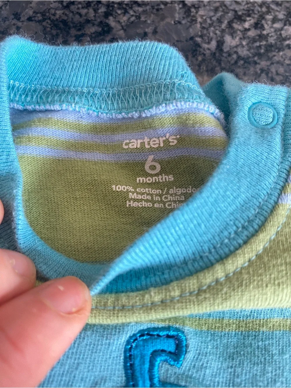 90’s carter’s 6m baby Striped Submarine Baby Romper - Aqua & Yellow